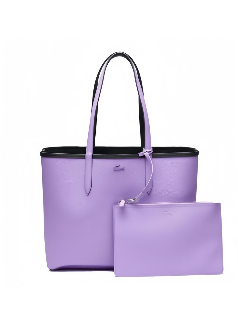 Lacoste Women's Double sided Two tone Large Capacity Handbag, Fashionable Multi functional, Black and Purple - Image 4