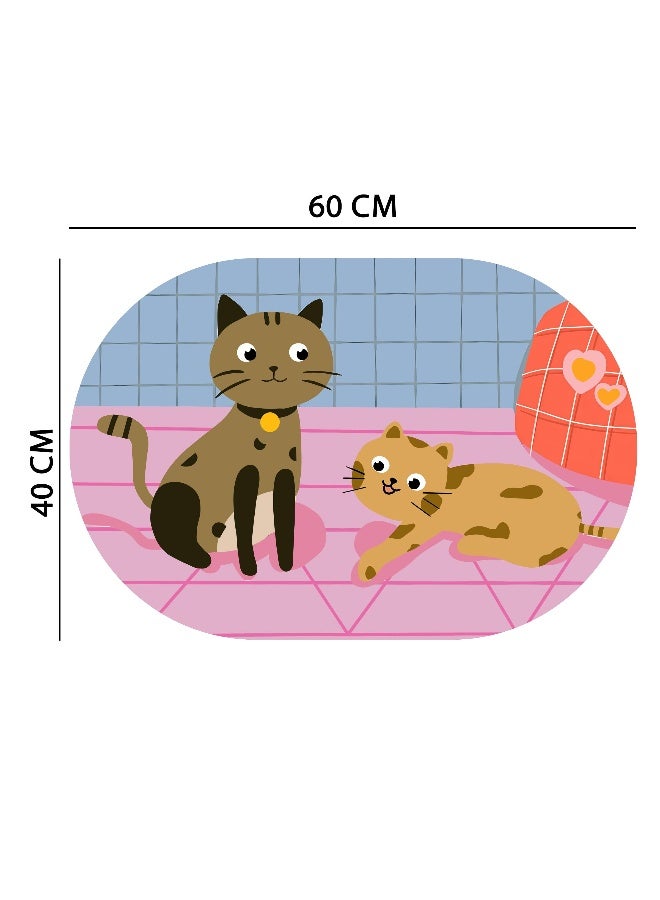 Status Contract Super Water Absorbent Soft Doormat, Quick Dry Dirt Barrier for Home, Bathroom, (38x 58cms) (1, Cat), Silicon, Multicolor, Oval - Image 2