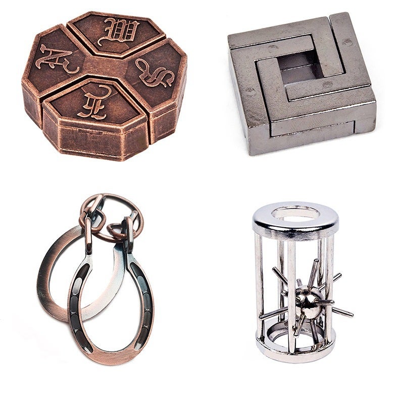 Magic Puzzle Gold Needle Horseshoe Square Lock Unlock Luban Lock Burn Brain Kong Ming Lock Triangle Chain High Iq Take Things - Image 5