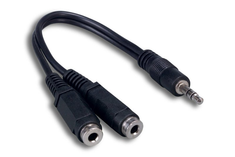 Cablelera 3.5mm Stereo Audio Splitter Cable M/F X2, 6", Black (ZCUUFMMF-6IN) - Image 1