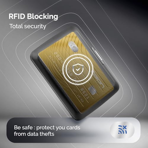 ÖGON -DESIGNS- Aluminum card holder with metal lock, RFID protection against fraud and demagnetization, compact wallet, Smart Case OSLO model - Image 5
