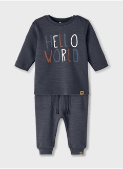 Kids Text Print T-Shirt & Sweatpants Set