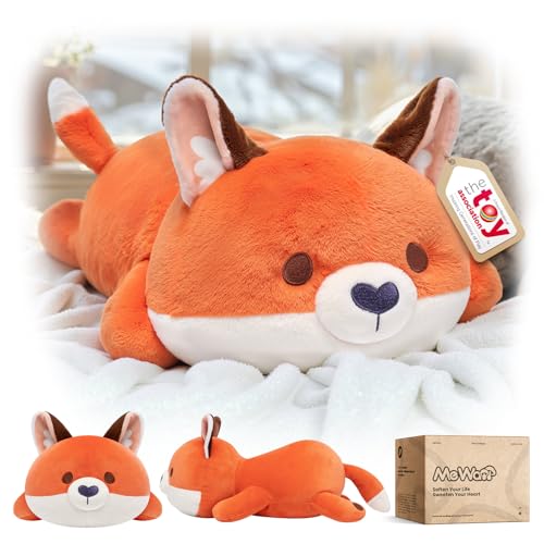 Mewaii Cute Fox Plush Pillow Kawaii Plushies Red Fox Stuffed Animals Squishy Plushies Cuddle Foxes Plush Pillow for Kids Girls 13 Inch - Image 1