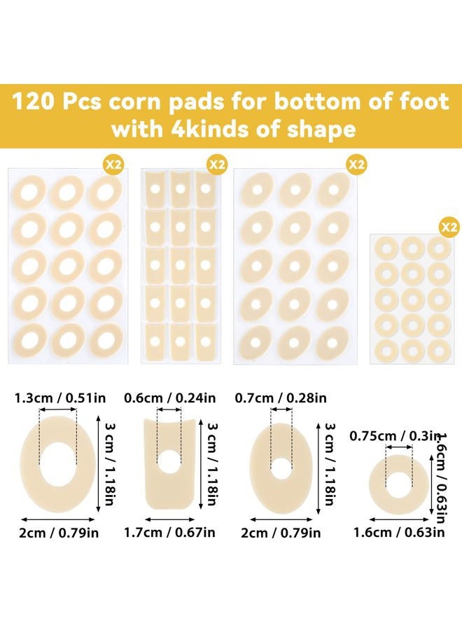 Tyqour 120pcs Corn Pads For Feet 4 Model Corn Cushions For Toes Latex Foam Corn Removers For Feet Self Adhesive Toe Cushions Anti Friction For Men Women Foot Care - Image 4