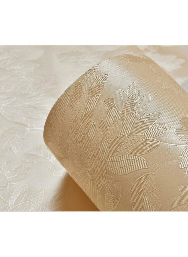 wolpin Wall Stickers Wallpaper (45 x 300 cm) Living Room, Bedroom, Textured Embossed Peony Roses Decal Floral Home Decoration, DIY Self Adhesive, Beige - Image 1