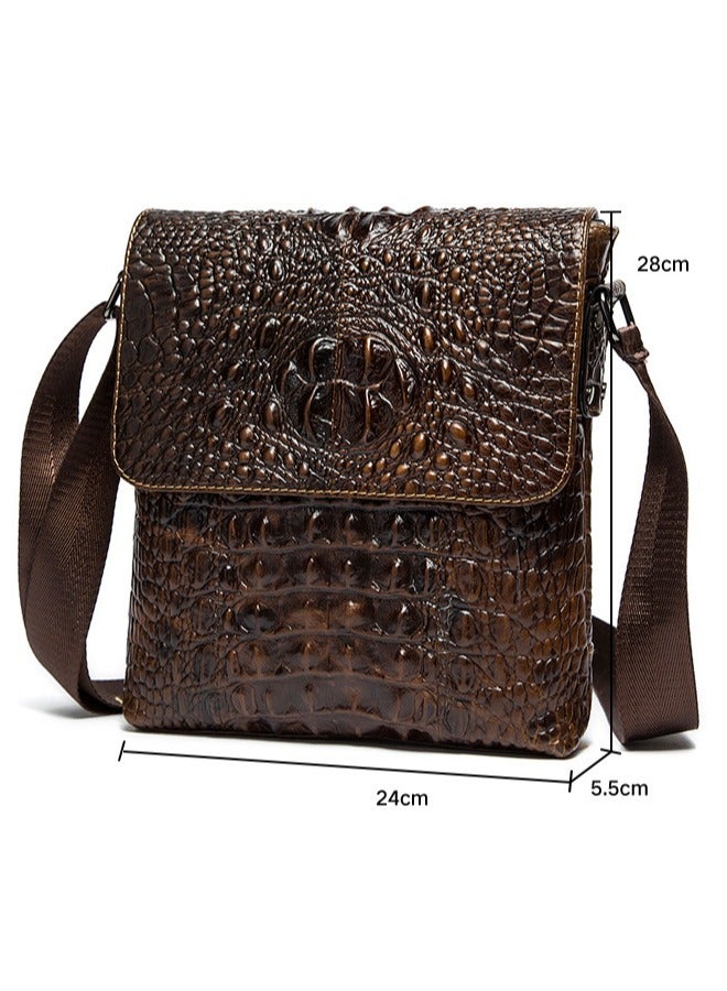 Genuine leather men's shoulder bag, flap crossbody bag, handmade crocodile pattern, casual shoulder bag,sling bag for men leather - Image 4