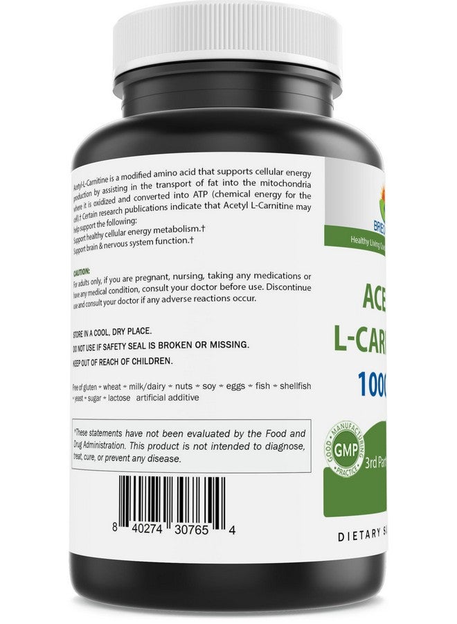 Brieofood Acetyl L-Carnitine 1000 mg Per Serving- 240 Capsules. Gluten-Free, Non-GMO. - Image 3