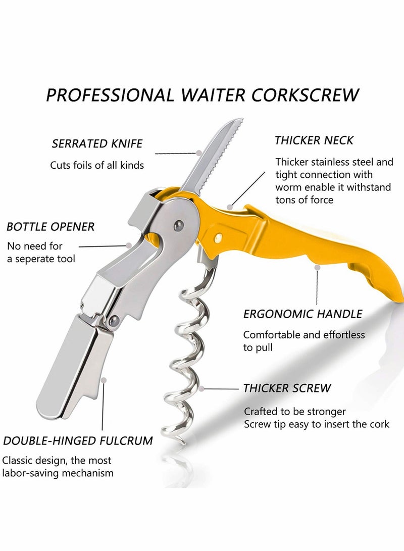 SYOSI 4 عبوات مجانية من مجموعة أدوات فتح زجاجات النبيذ للمحترفين، مُحسّنة مع مفصلات من الفولاذ المقاوم للصدأ الثقيلة لموظفي المطاعم، السوميلير، النادلين - Image 3
