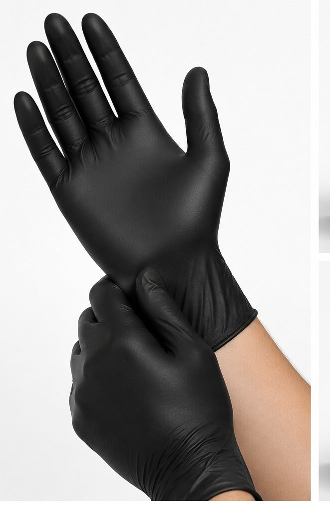 Black Vinyl Examination Gloves, Powder-Free, Latex-Free, 100 Count - Image 1