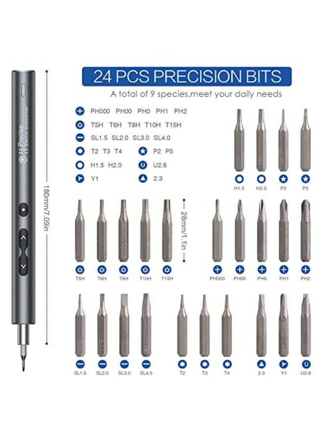 Electric screwdriver, precision screwdriver set 28 in 1, portable repair tool kit, rechargeable mini electric screwdriver for electronics phone, watch, computer, etc, repair tool kit (28 in 1) - Image 2