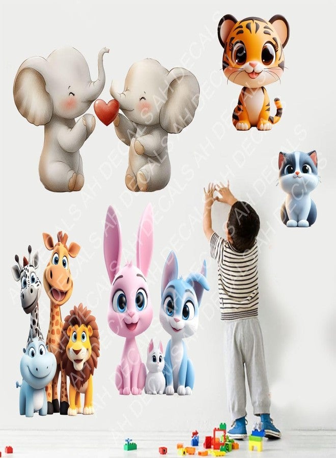 AH Decals CartoonCute Animal Animated Wall Sticker Beautiful Created Designs Kids Room Sticker Wall, Hall, Living Room,Poster 3D Background Removable Sticker Gallery Poster-Vinyl - Image 2
