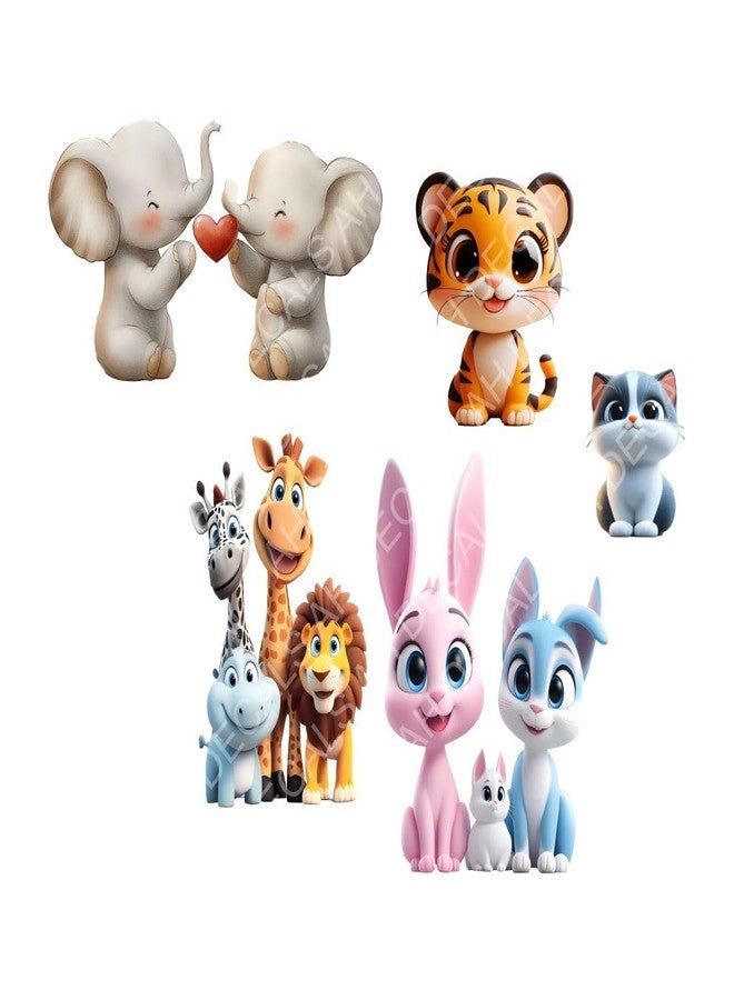 AH Decals CartoonCute Animal Animated Wall Sticker Beautiful Created Designs Kids Room Sticker Wall, Hall, Living Room,Poster 3D Background Removable Sticker Gallery Poster-Vinyl - Image 1
