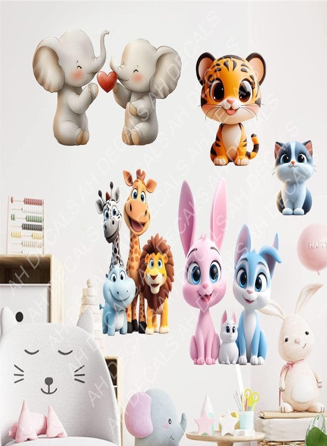 AH Decals CartoonCute Animal Animated Wall Sticker Beautiful Created Designs Kids Room Sticker Wall, Hall, Living Room,Poster 3D Background Removable Sticker Gallery Poster-Vinyl - Image 4