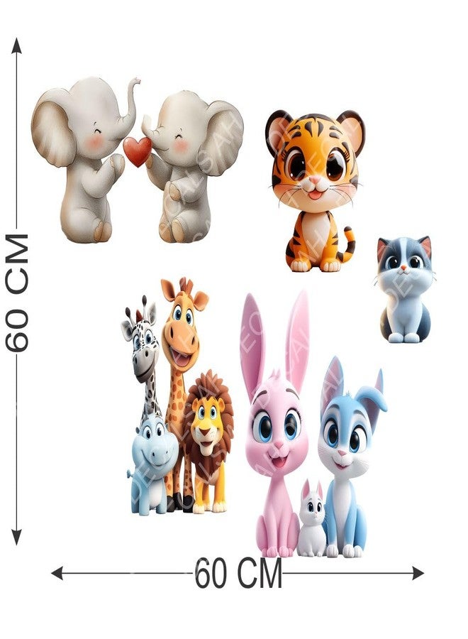 AH Decals CartoonCute Animal Animated Wall Sticker Beautiful Created Designs Kids Room Sticker Wall, Hall, Living Room,Poster 3D Background Removable Sticker Gallery Poster-Vinyl - Image 3
