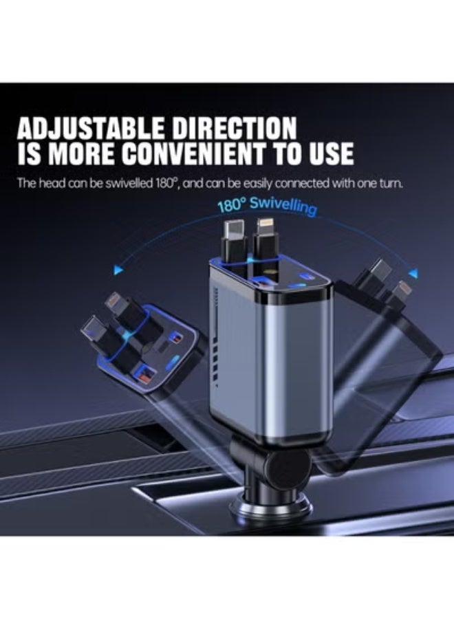 SMARTX 4 in 1 Retractable Starry Stars Proof Best Car Charger, Retractable Car Charger with Star Projector & LED, Fast Car Charging Phone, Retractable Car Phone Charger with Retractable Cables for Phone - Image 4