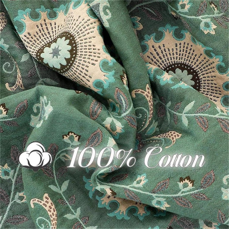 MSGKV Boho Throw Blanket for Couch Bed 60''x80'', 100% Cotton Blankets Woven Green Blanket Spring Reversible Spring Breathable Lightweight Decorative Throws - Image 3