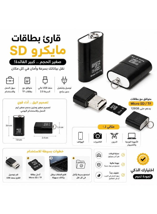 SD card reader and USB adapter for camera memory cards, compact TF card reader for PC and laptop - Image 1