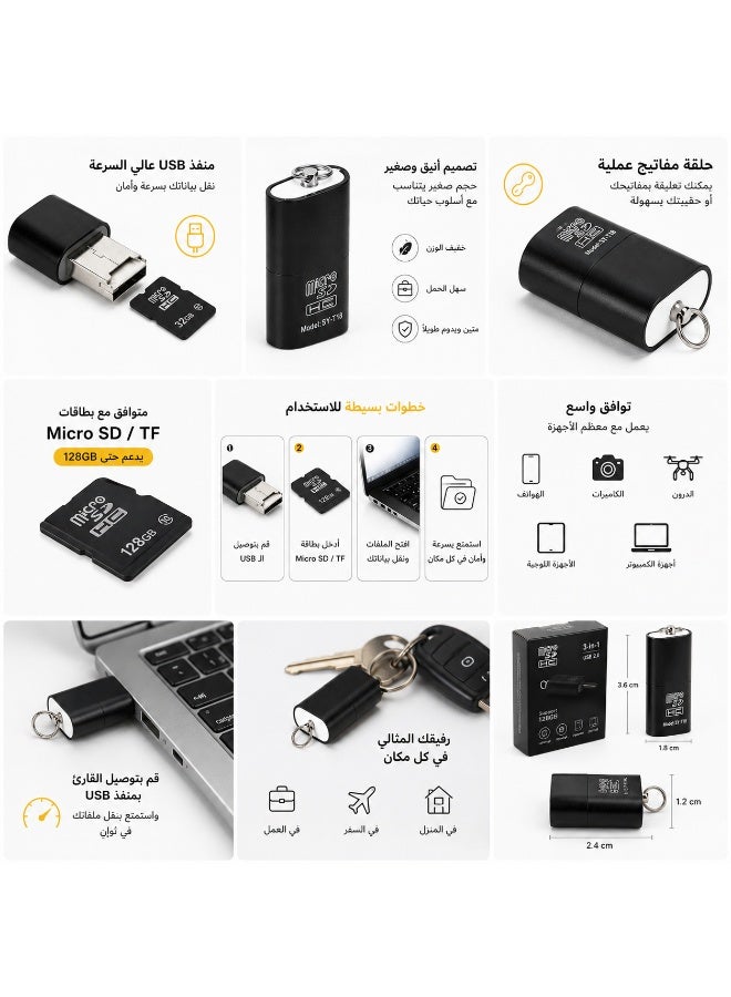 SD card reader and USB adapter for camera memory cards, compact TF card reader for PC and laptop - Image 2
