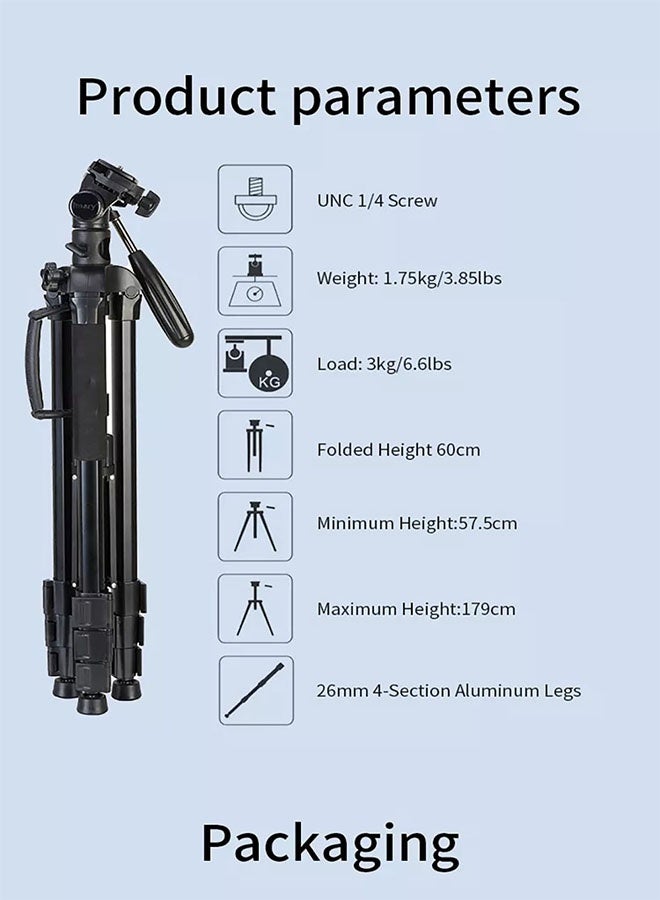 Jmary KP-2294 Multifunctional Professional Tripod With Multi Angle Adjustment Black - Image 4