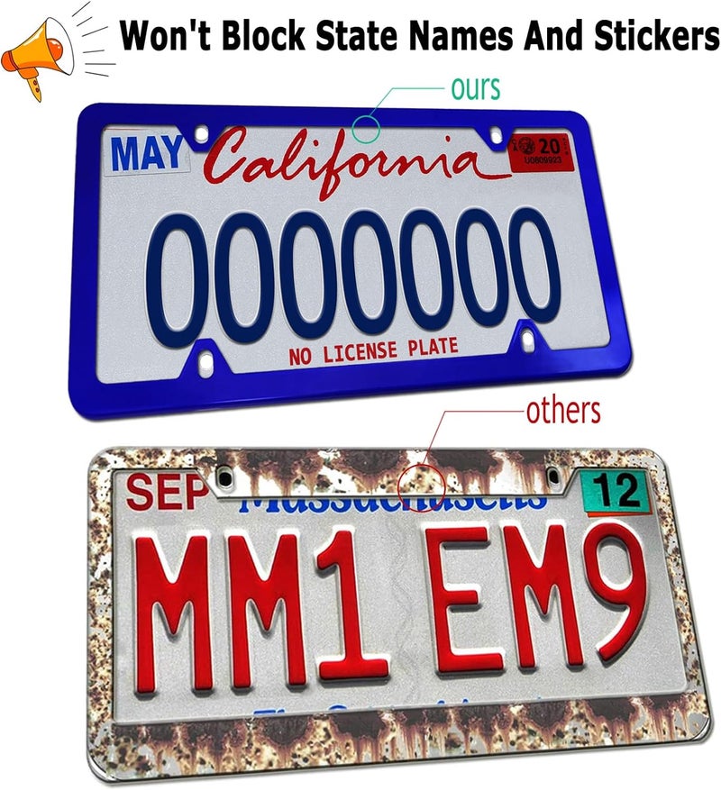 YoUoY Blue Aluminum License Plate Frames - 2 Pack - Image 3
