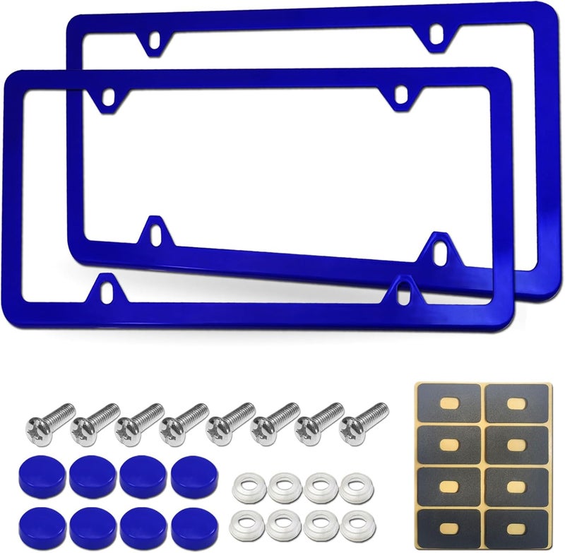 YoUoY Blue Aluminum License Plate Frames - 2 Pack - Image 1