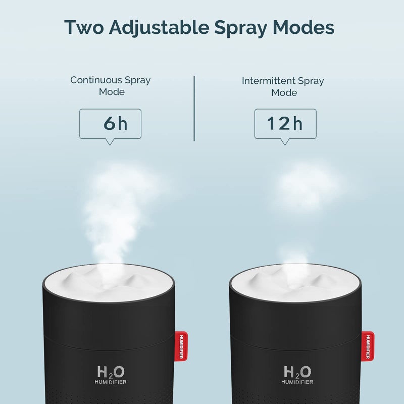MOVTIP Portable Mini Cool Mist Humidifier, 500ml USB Personal Desktop Humidifier for Baby Bedroom Travel Office Home, Auto Shut-Off, 2 Mist Modes, Super Quiet (Black) - Image 4
