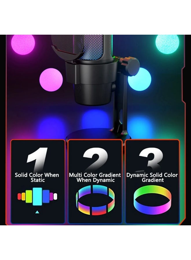 ميكروفون ألعاب USB احترافي M8 مزود بفلتر معدني مدمج لمنع أصوات الطقطقة، وإضاءة RGB مذهلة، ووظيفة كتم الصوت بنقرة واحدة، وحامل مقاوم للاهتزاز، مخصص للبث المباشر والبودكاست وأجهزة الكمبيوتر/PS5 - Image 5