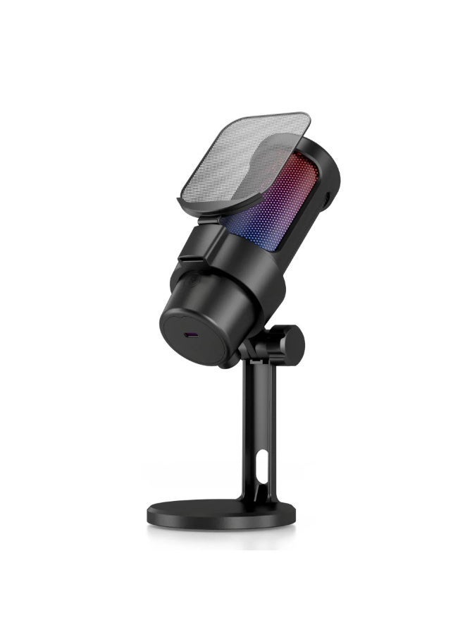 ميكروفون ألعاب USB احترافي M8 مزود بفلتر معدني مدمج لمنع أصوات الطقطقة، وإضاءة RGB مذهلة، ووظيفة كتم الصوت بنقرة واحدة، وحامل مقاوم للاهتزاز، مخصص للبث المباشر والبودكاست وأجهزة الكمبيوتر/PS5 - Image 1