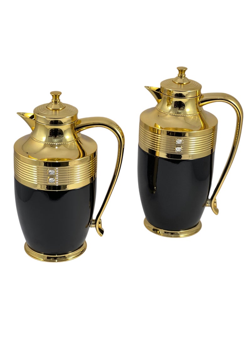 Home Maker Flask 0.75L / 1L 2-Piece Set - Stainless Steel Black - Image 1