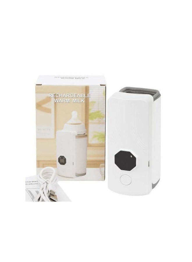Portable Rechargeable Baby Milk Bottle Warmer with Digital LED Display USB Powered Constant Temperature Heater for Travel White - Image 2