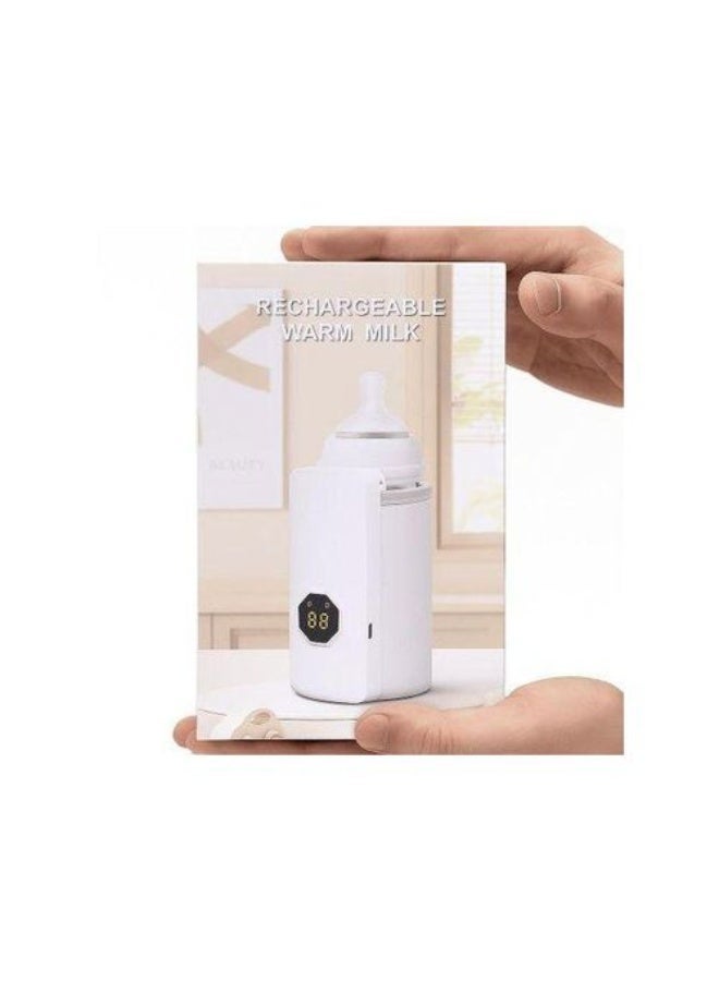 Portable Rechargeable Baby Milk Bottle Warmer with Digital LED Display USB Powered Constant Temperature Heater for Travel White - Image 5