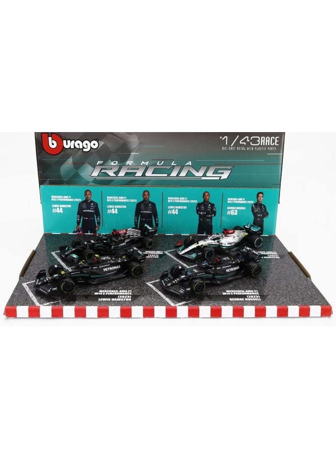 Bburago Formula 1 Mercedes-AMG Petronas F1 Team Die-cast Car Set (1:43, Set of 4) - Image 1