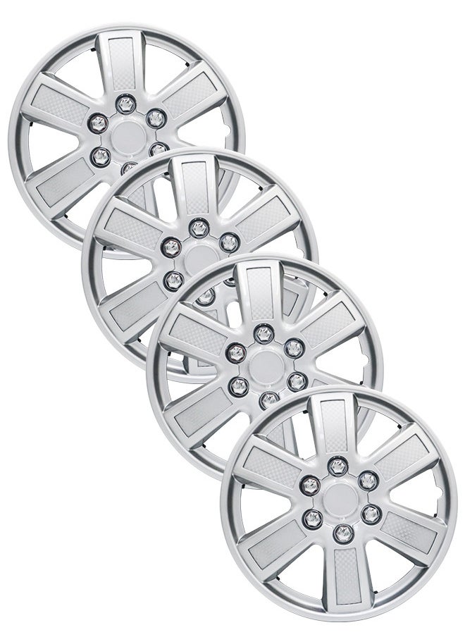 EMTC Pack of 4 EM-3143 Taiwan Wheel Cover | 13" Inch | Silver Universal Nested Style  - Image 1