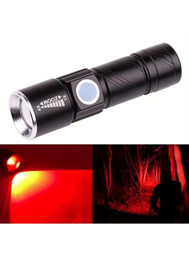Rechargeable USB Flashlight Red LED Torch 3 Mode Zoom Aluminum Alloy For Astronomy Aviation - Image 4