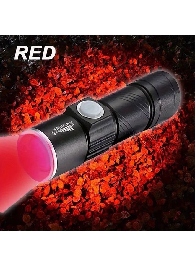 Rechargeable USB Flashlight Red LED Torch 3 Mode Zoom Aluminum Alloy For Astronomy Aviation - Image 3