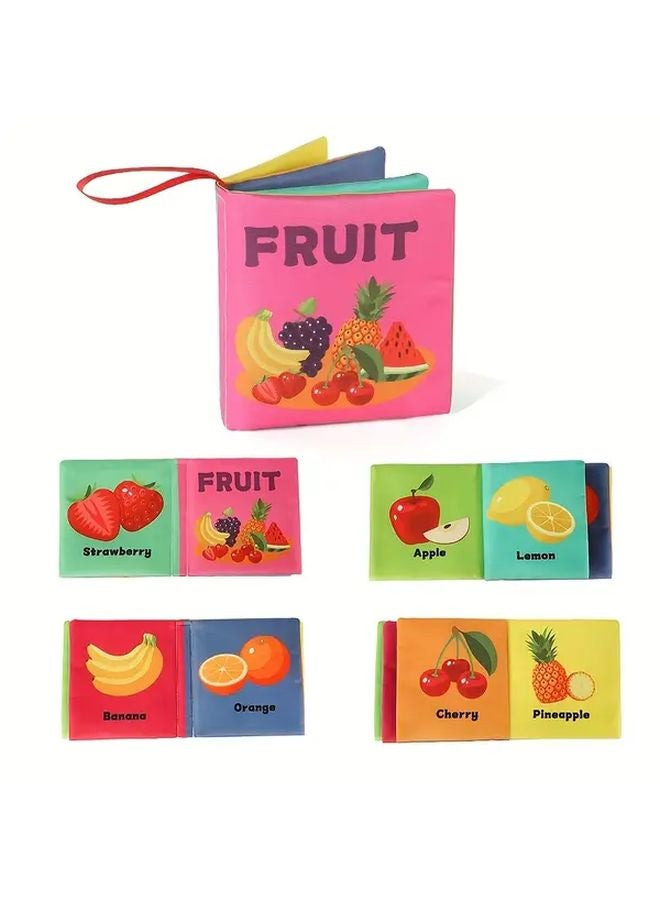 كتاب قماش تعليمي للألوان والفواكه مقاوم للتمزق قابل للغسل لتطوير الإدراك - Image 1