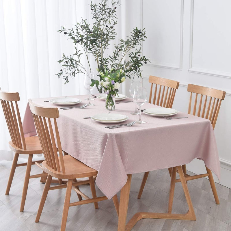 maxmill Textured Rectangular Tablecloth Water Resistance Antiwrinkle Spillproof Soft Jacquard Table Cloth for Dining Room Buffet Banquet Parties and Holiday Dinners 60 x 104 Inch Dusty Pink
