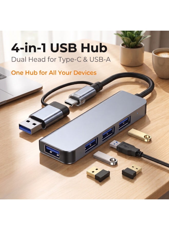 محول USB متنقل ثنائي من نوع USB وType-C، 4 في 1، مُمدد متعدد المنافذ بسرعة عالية، لجهاز الكمبيوتر المحمول - Image 1
