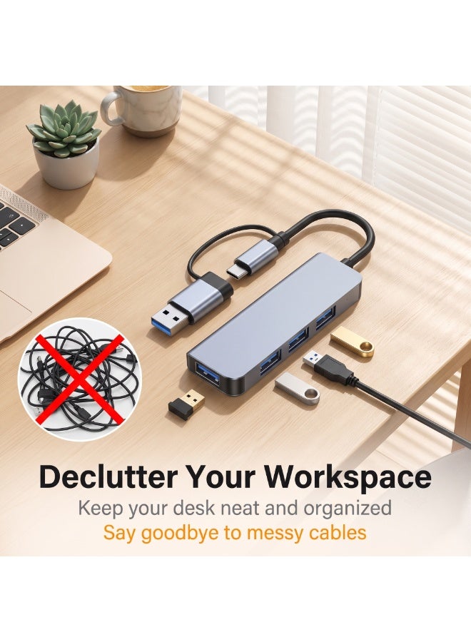 محول USB متنقل ثنائي من نوع USB وType-C، 4 في 1، مُمدد متعدد المنافذ بسرعة عالية، لجهاز الكمبيوتر المحمول - Image 4