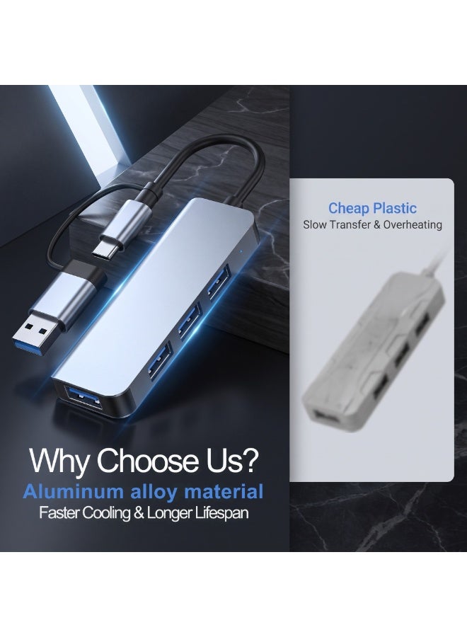محول USB متنقل ثنائي من نوع USB وType-C، 4 في 1، مُمدد متعدد المنافذ بسرعة عالية، لجهاز الكمبيوتر المحمول - Image 2