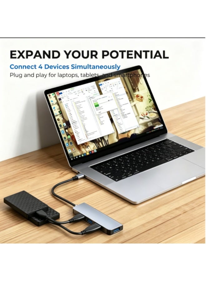 محول USB متنقل ثنائي من نوع USB وType-C، 4 في 1، مُمدد متعدد المنافذ بسرعة عالية، لجهاز الكمبيوتر المحمول - Image 5