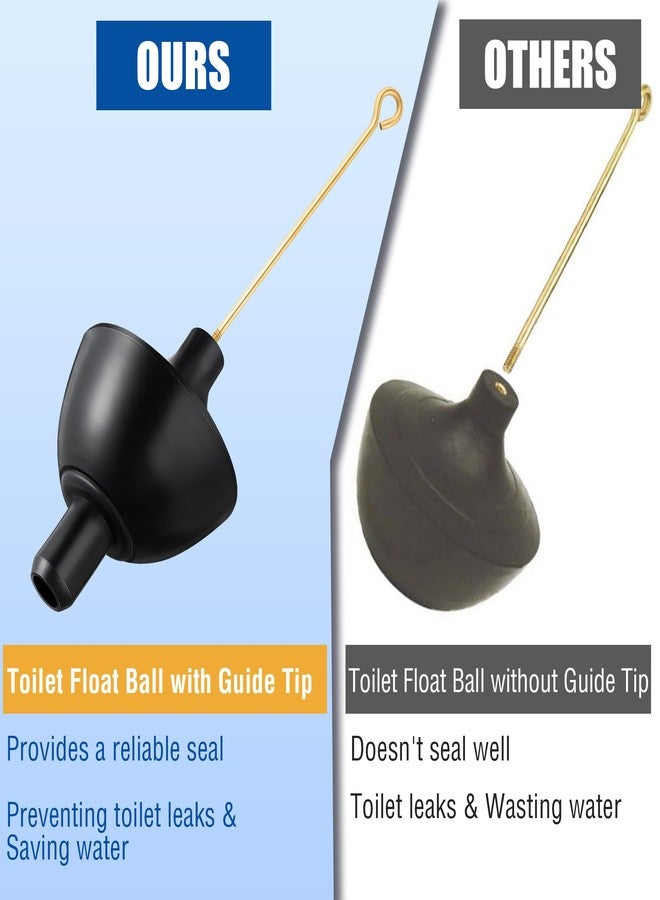 Enhon 2 Pack Toilet Tank Ball and Toilet Float Rod, Rubber Toilet Float Ball with Guide Tip, Universal Fit Tank Ball with Brass Rod, Toilet Tank Float Ball and Rod for Common Leak or Toilet Problem - Image 5