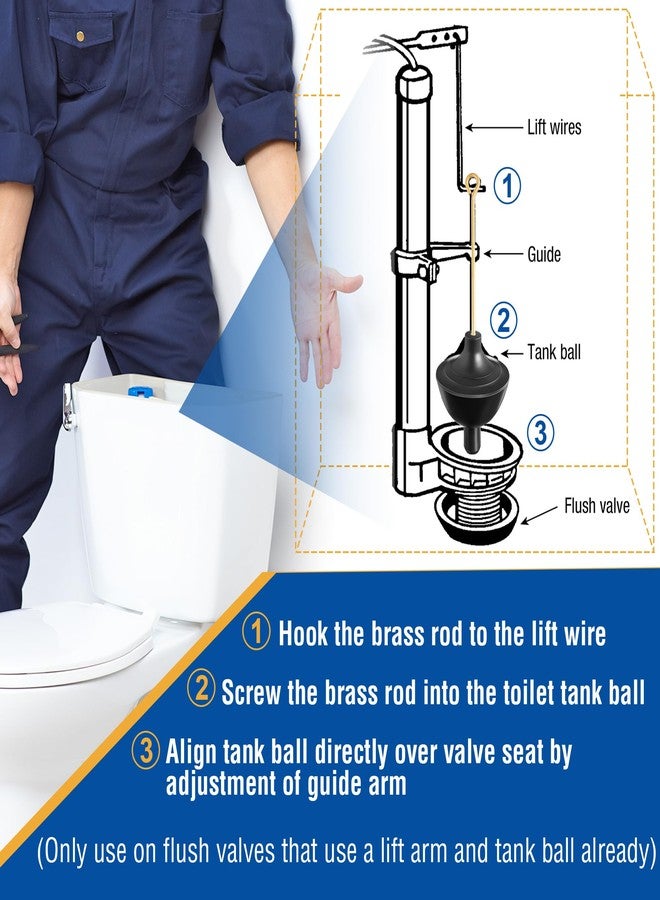 Enhon 2 Pack Toilet Tank Ball and Toilet Float Rod, Rubber Toilet Float Ball with Guide Tip, Universal Fit Tank Ball with Brass Rod, Toilet Tank Float Ball and Rod for Common Leak or Toilet Problem - Image 4