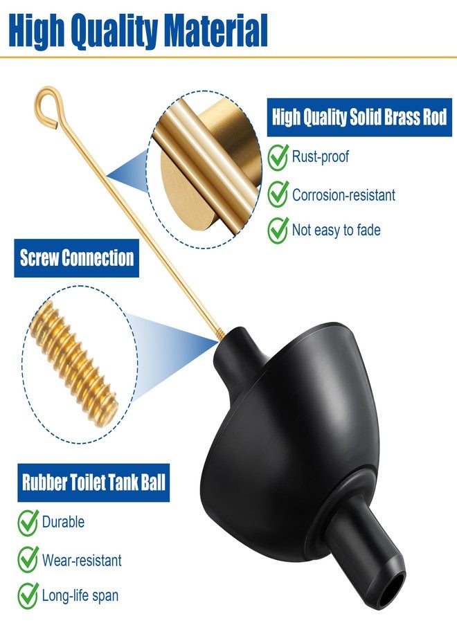 Enhon 2 Pack Toilet Tank Ball and Toilet Float Rod, Rubber Toilet Float Ball with Guide Tip, Universal Fit Tank Ball with Brass Rod, Toilet Tank Float Ball and Rod for Common Leak or Toilet Problem - Image 3