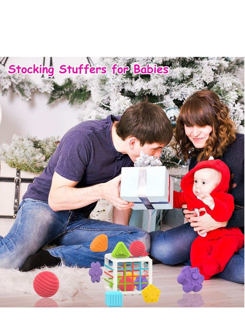 DURKU Baby Shape Sorting Toy, Baby Sorter Toy Colorful Cube and 6 Pcs Multi Sensory Shape, Baby Toys 6-12-18 Months  - Image 4