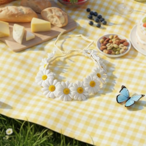 SYBL 3PCS White Bohemian Daisy Flower Crown Sunflower Hair Wreath Garland Headband Headpiece Sunhat Accessories for Women Wedding Festival Party Beach Holiday - Image 5