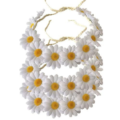 SYBL 3PCS White Bohemian Daisy Flower Crown Sunflower Hair Wreath Garland Headband Headpiece Sunhat Accessories for Women Wedding Festival Party Beach Holiday - Image 1