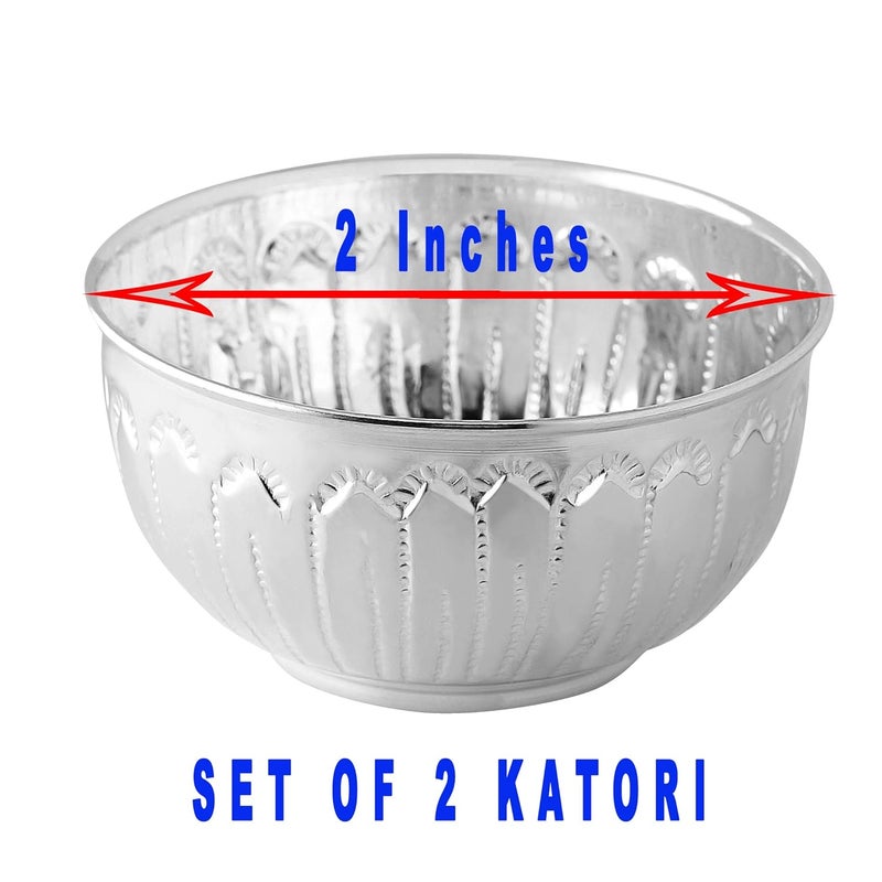 PRD CARATCAFE 925 Sterling Silver 20 gms 10 x 2 pcs Small Plates DishKatoriWati 2 Pcs for Diwali Puja Dhanteras Mandir - Image 3