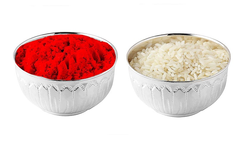 PRD CARATCAFE 925 Sterling Silver 20 gms 10 x 2 pcs Small Plates DishKatoriWati 2 Pcs for Diwali Puja Dhanteras Mandir - Image 1
