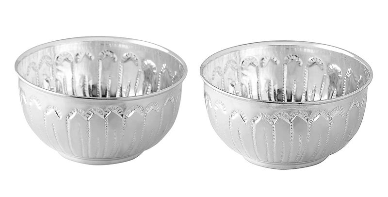 PRD CARATCAFE 925 Sterling Silver 20 gms 10 x 2 pcs Small Plates DishKatoriWati 2 Pcs for Diwali Puja Dhanteras Mandir - Image 2